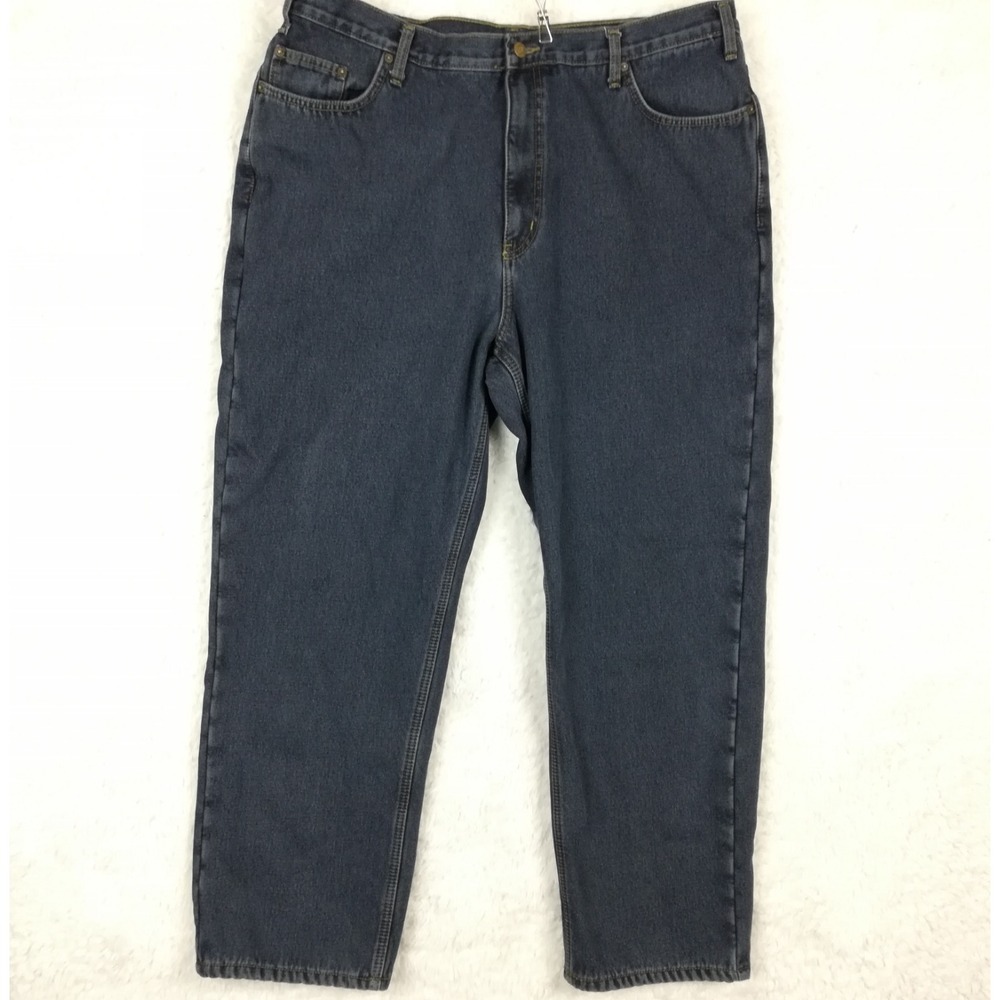 Full Blue Mens Jeans Thermal Fleece Lined Straight Leg Blue Denim 42x30